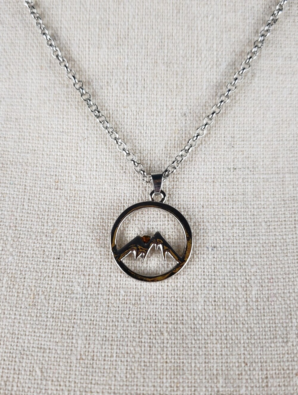 Silver Mountain Circle Pendant Necklace - Women's Jewelry